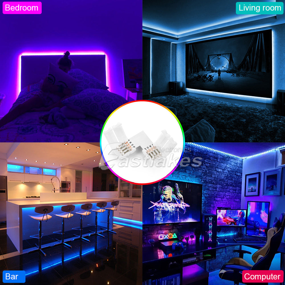 RGB LED Lighting Strip Right Angle and Extension Connector - Eastlakes Electronics